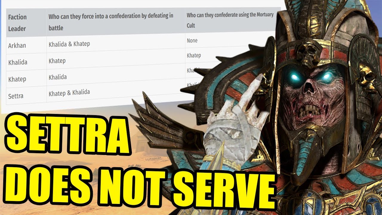 Warhammer3 6.3 Patch adds Tomb King's Force Confederation EXCEPT SETTRA