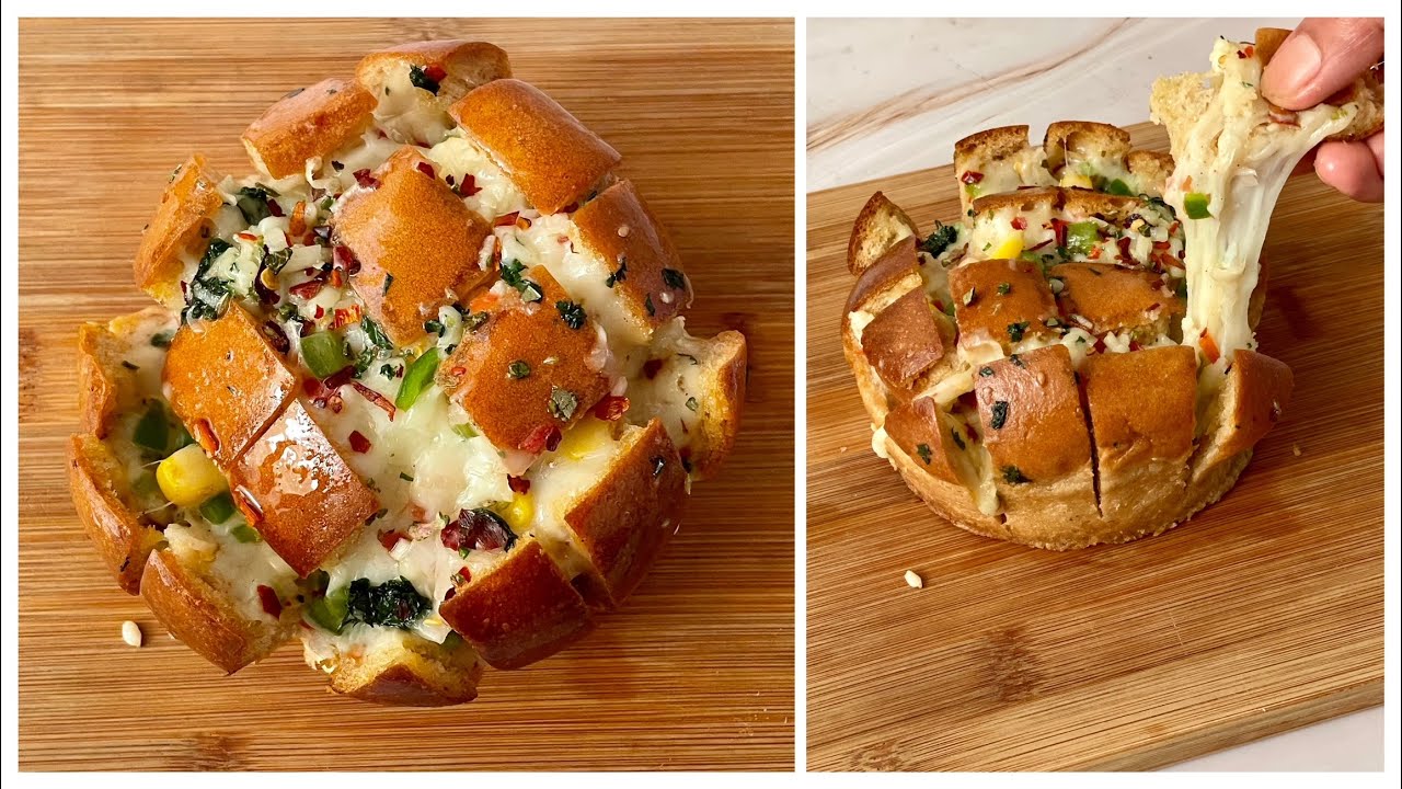 10 mins Instant Cheese Garlic Bread on Tawa | 10 mins Garlic Cheesy Pull Apart Bread | Garlic Bread
