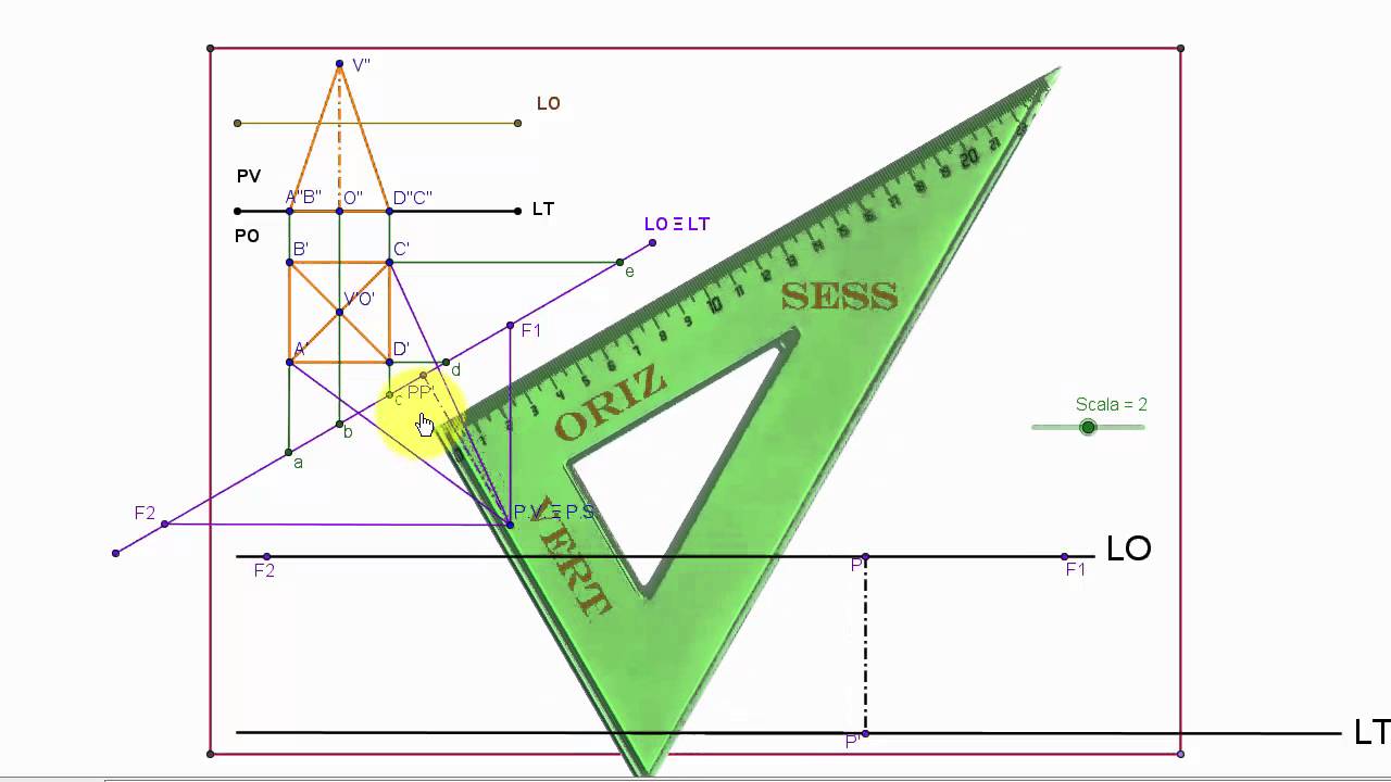 Prospettiva Accidentale Piramide a base Quadrata - Prolungamento dei Lati