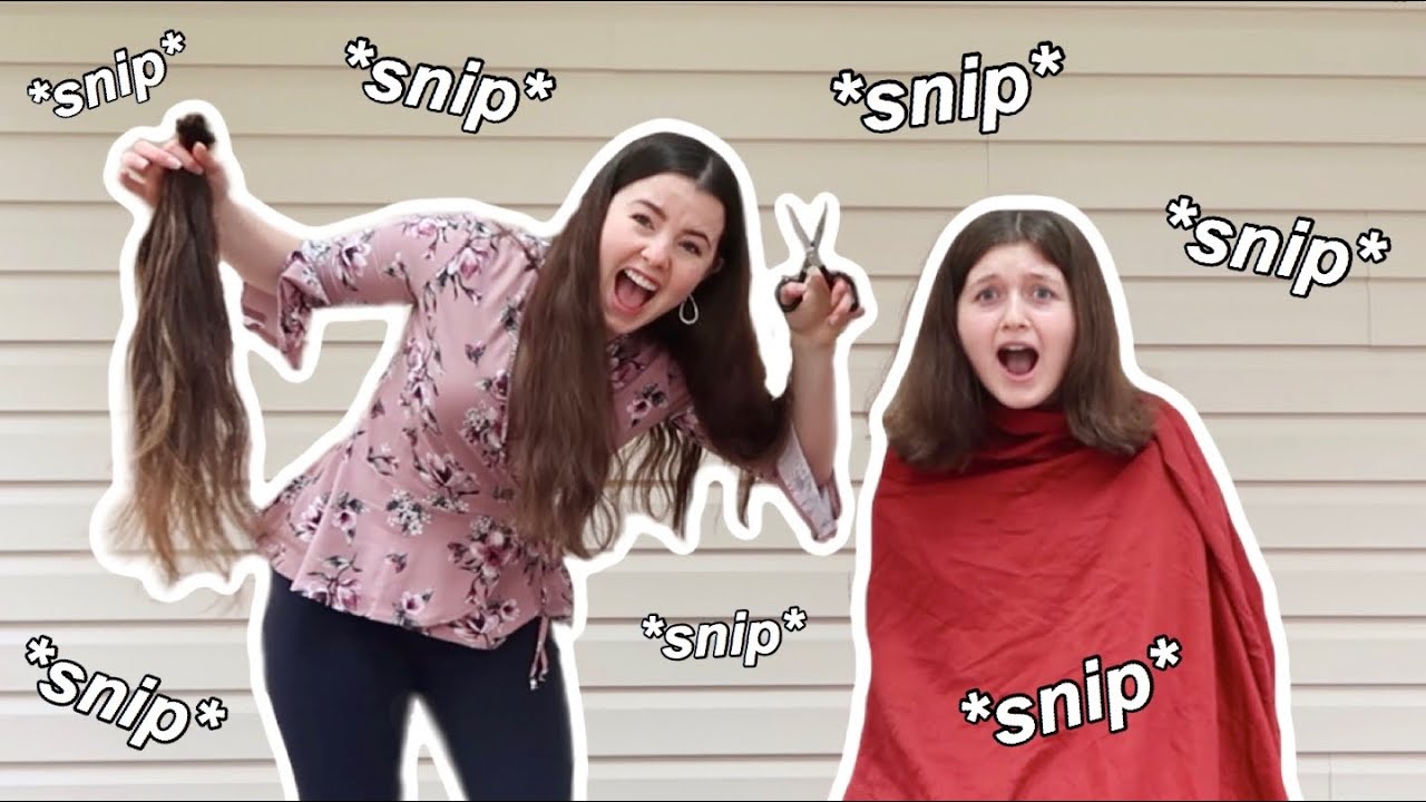 chopping off TWO FEET of my sister’s hair | things to do in quarantine
