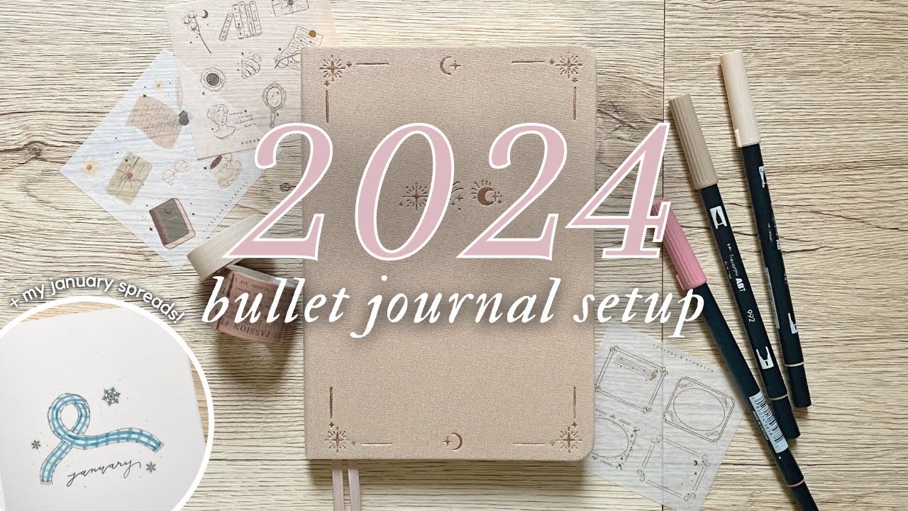 MY 2024 BULLET JOURNAL SETUP ☕️🕯📖 + a flip through of my january spreads! | journal with me