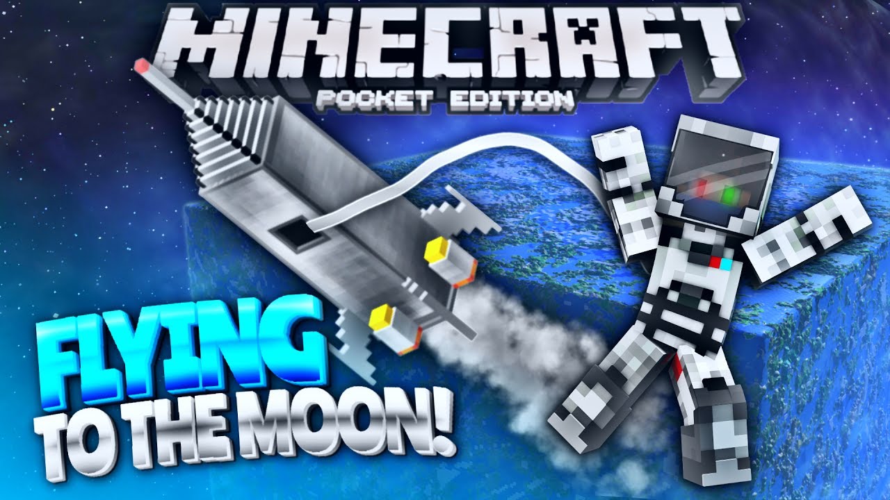 On the MOON in Minecraft Pocket Edition - Fly to SPACE using Command Blocks! (Minecraft PE 1.1.3+)