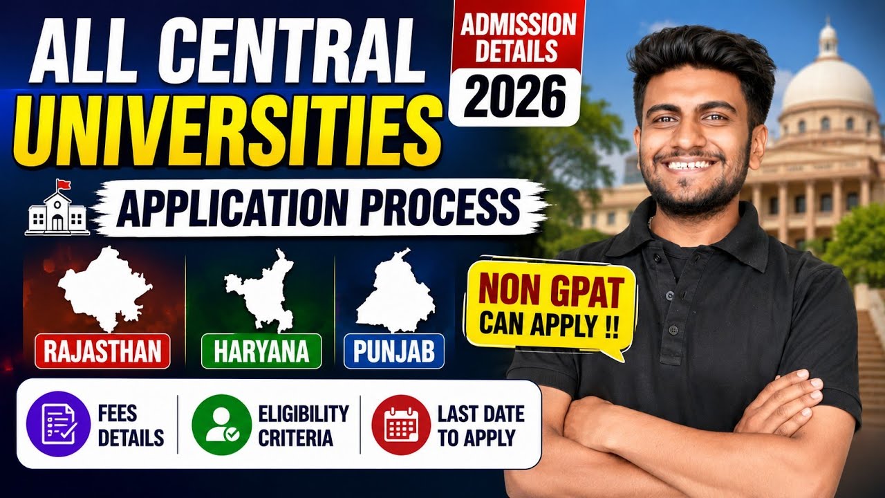 Central University M.Pharmacy Admission 2026 | Cutoff | Rajasthan, Haryana & Punjab Complete Guide