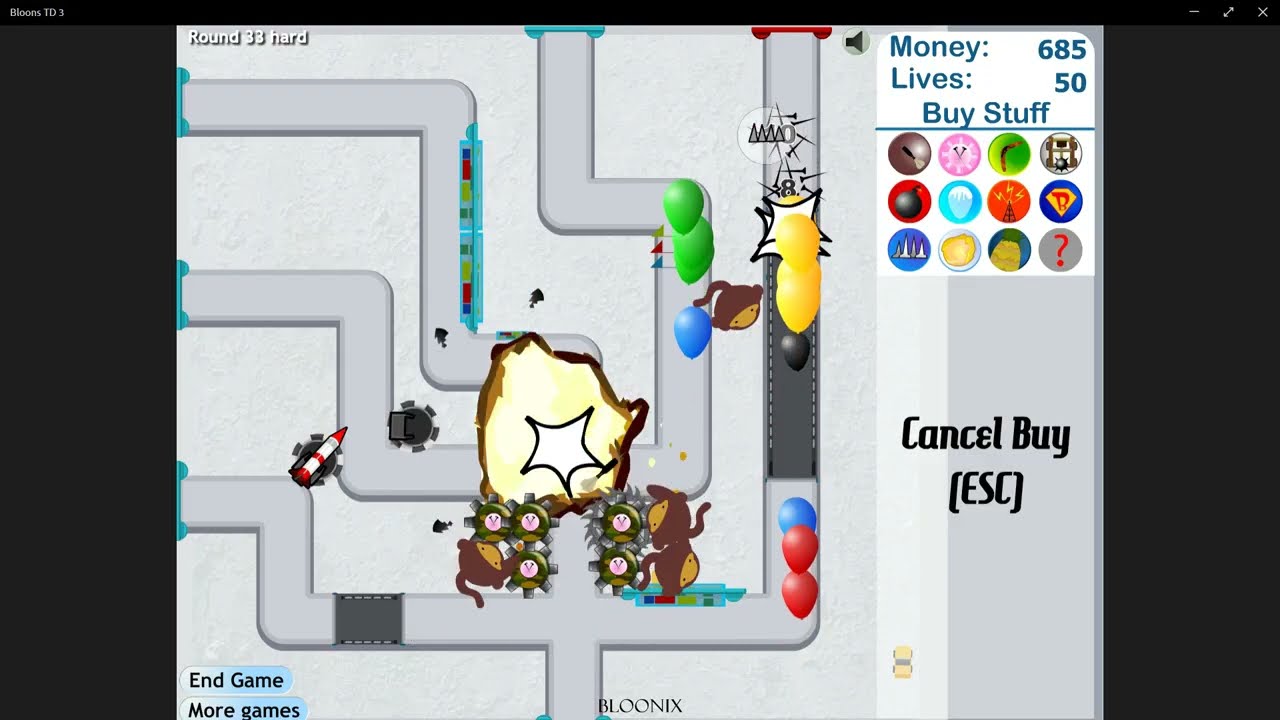 Bloons Tower Defense 3 | Track 8 | Hard Difficulty | No Lives Lost