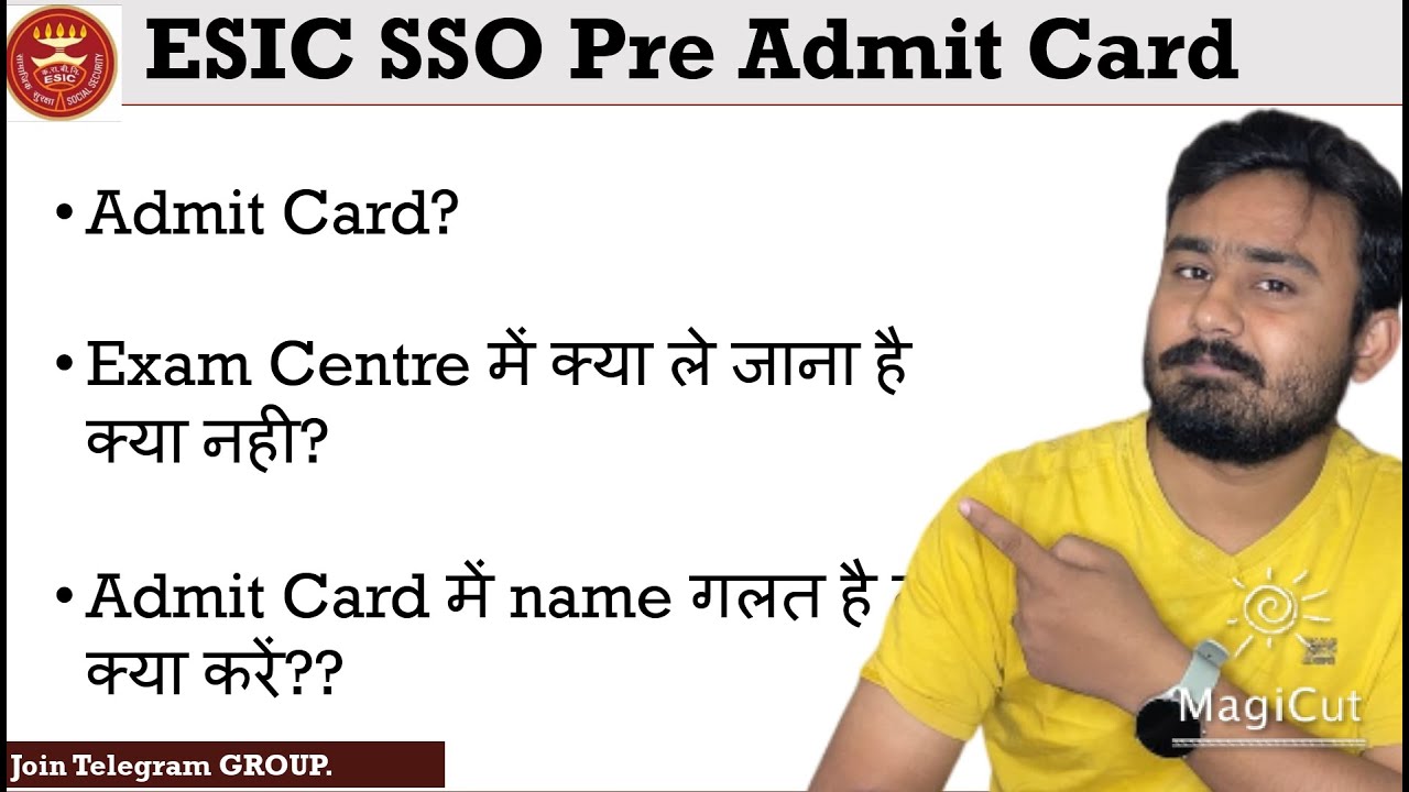 ESIC SSO Pre Admit Card | Important Information for Admit Card | ESIC SSO Pre Safe Score #esicsso