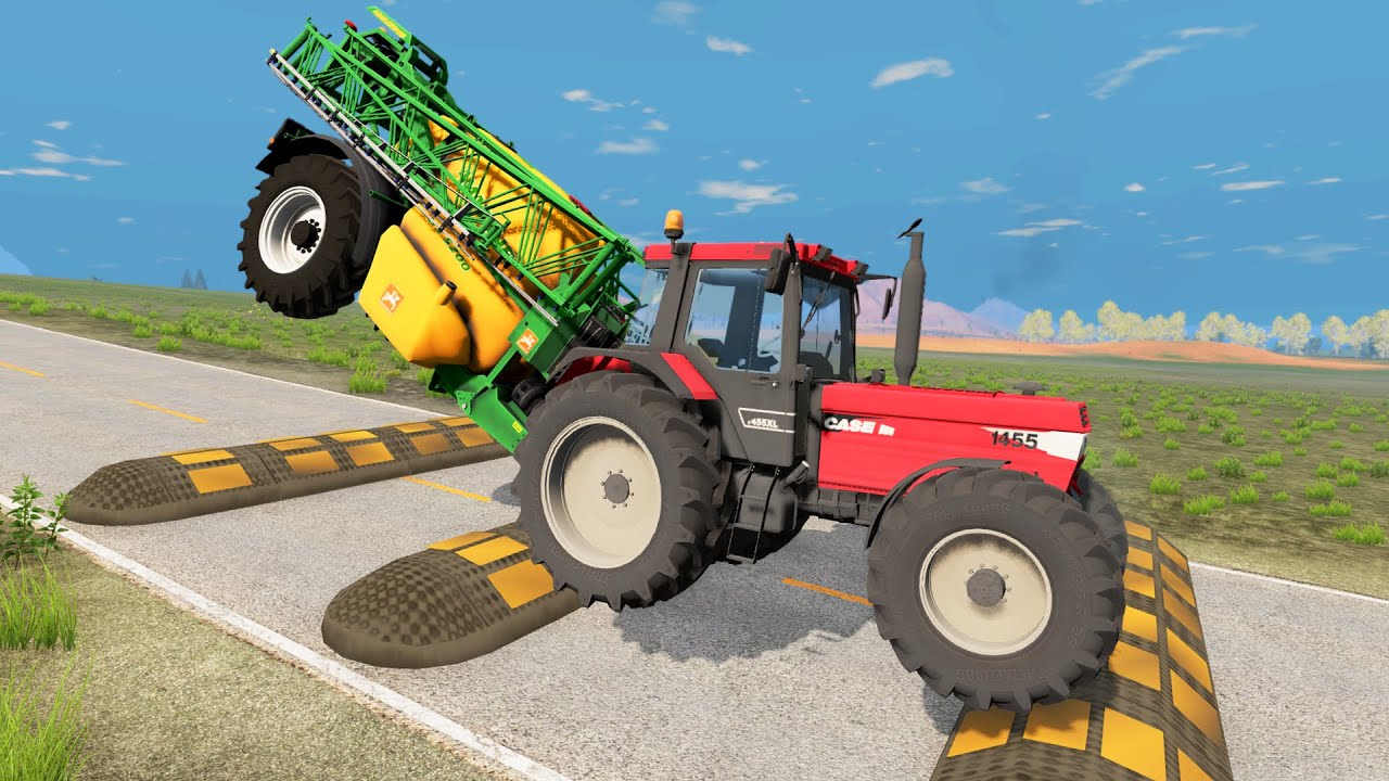 Tractors vs Speed Bumps &mdash; BeamNG Drive