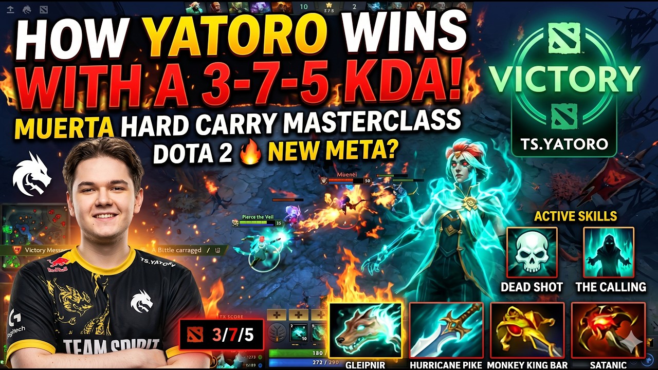🔥 How Yatoro Wins WITH A 3-7-5 KDA! Muerta Hard Carry Masterclass 🔥 Dota 2 🔥