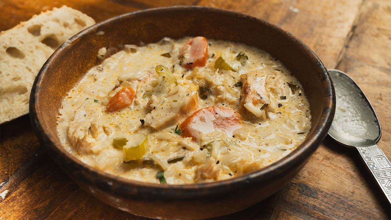 КЛАССИЧЕСКИЙ СЛИВОЧНЫЙ КУРИНЫЙ СУП С РИСОМ: Уютный и вкусный. Плюс, как не получить разваренный рис.