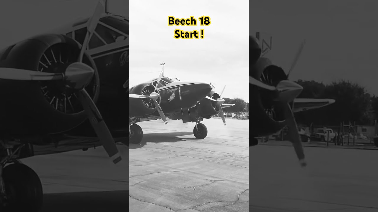 Raw Power: Beech 18 Twin Radial Engine Start! 🔥✈️ #shorts #aviation