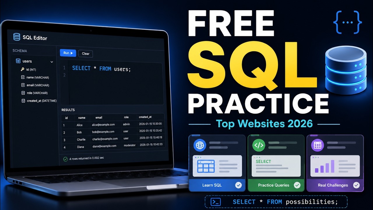 Best Free SQL Practice Websites (2026) | Learn SQL Online for Beginners & Placement