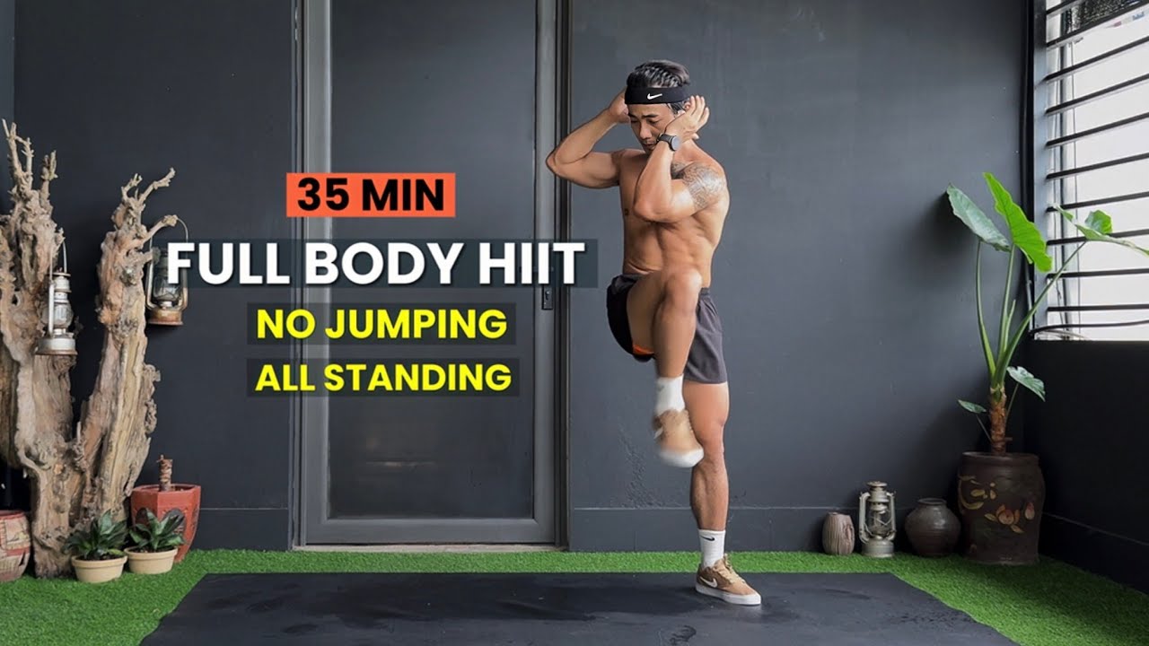 35 Min FULL BODY HIIT WORKOUT ( NO JUMPING ) | ALL STANDING - No Equipment
