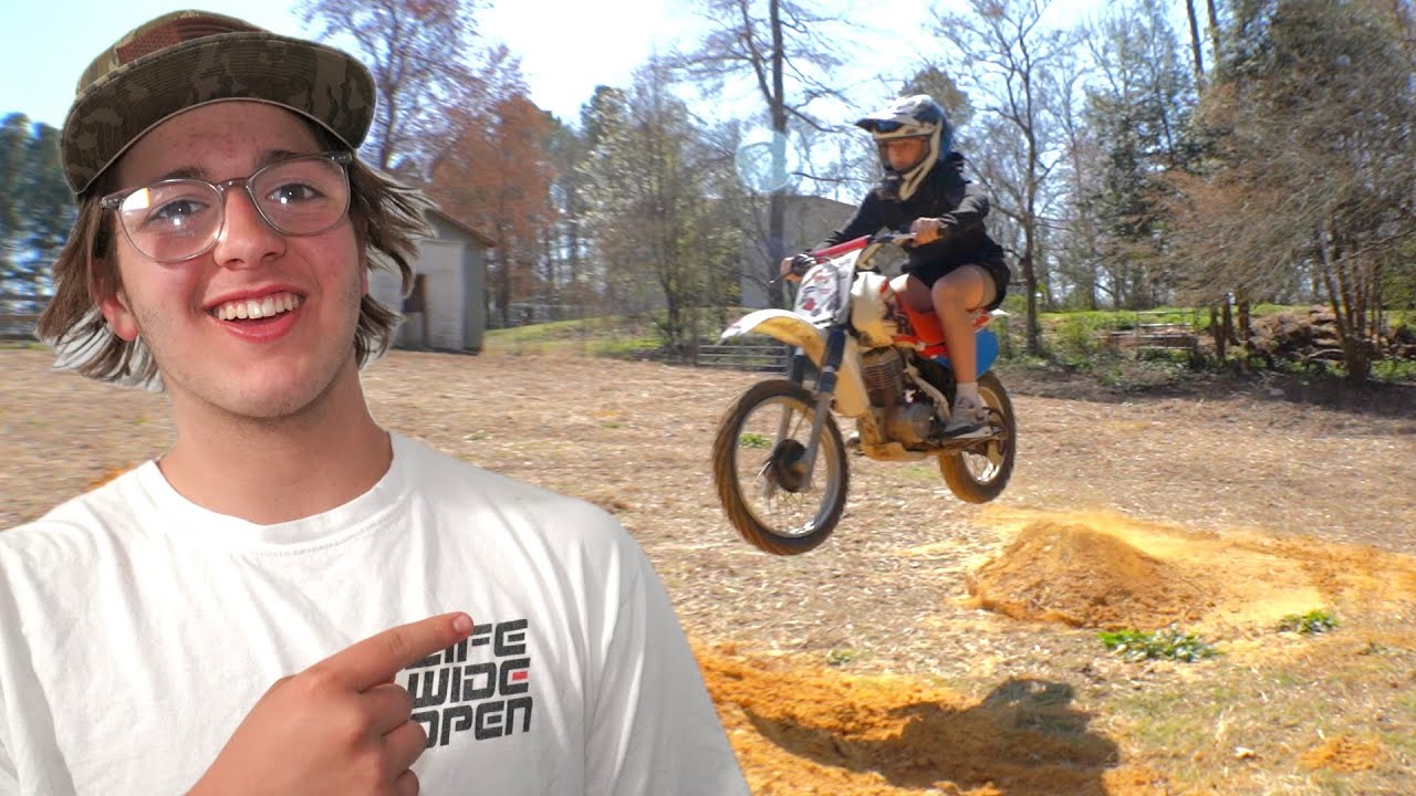 Beginner Dirtbike Rider Hits Gap Jump!