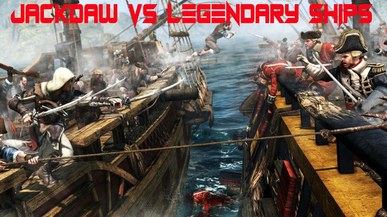 Assassin's Creed IV Black Flag fully upgraded Jackdaw vs All Legendary ships (four)