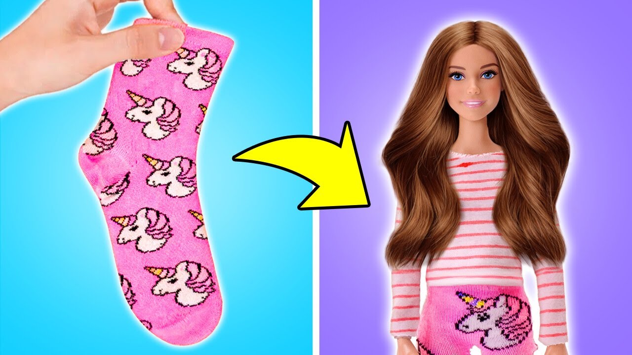 🧦 جوارب، قفازات وبالونات؟! أزياء باربي المصنوعة يدويًا 👗✂️