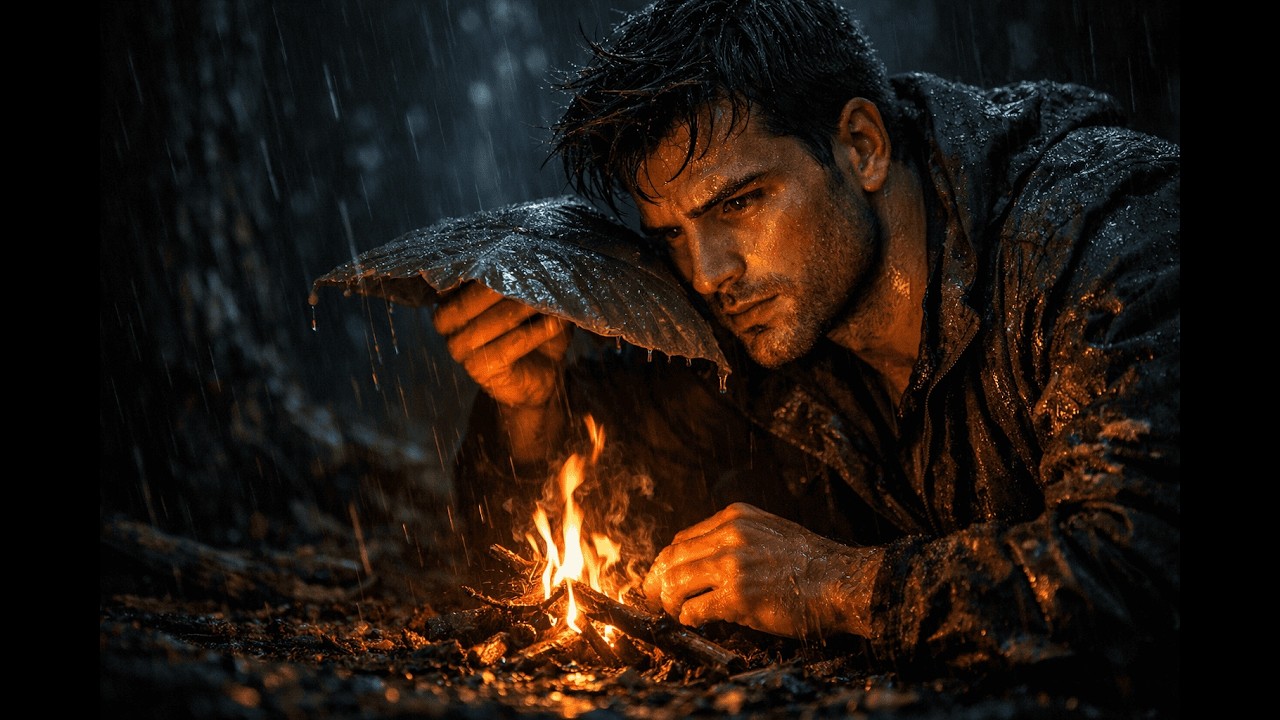Protecting the Last Fire in the Freezing Rain | A Night of Pure Survival