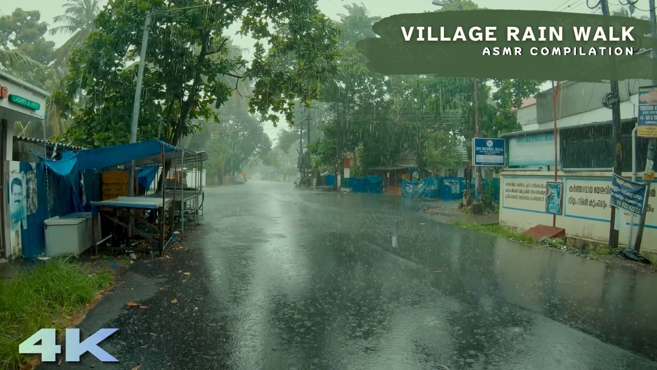 Countryside Village Rain Walk 🌿 | Relaxing ASMR Rain Sounds for Deep Sleep & Meditation 🌧️😴