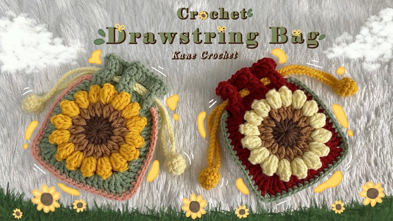 ВЯЗАНАЯ КРЮЧКОМ СУМКА Секреты раскрыты Сумка-подсолнух на шнурке 🌻 Granny Square