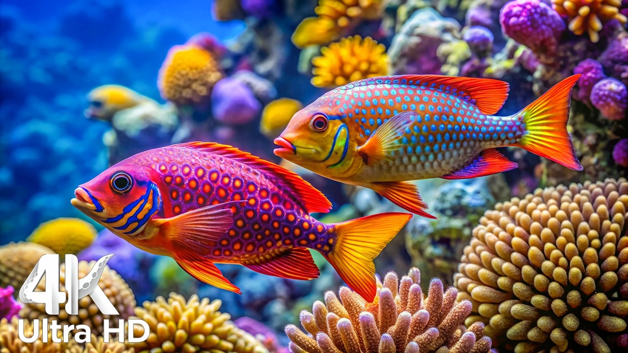 The Best 4K Aquarium 🐠 Colorful Coral Reef Fish & Jellyfish - Relaxing Music for Sleep #4