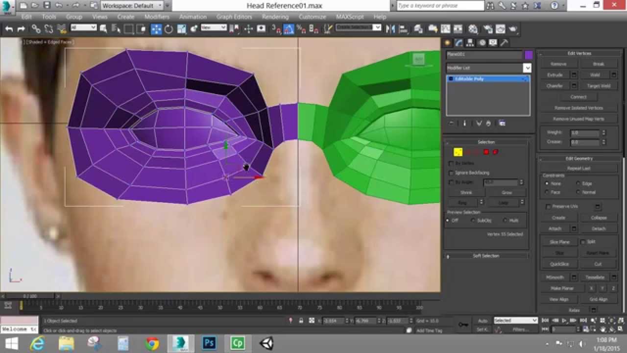 Edge Modeling a Head Part 1 (Autodesk 3ds Max)