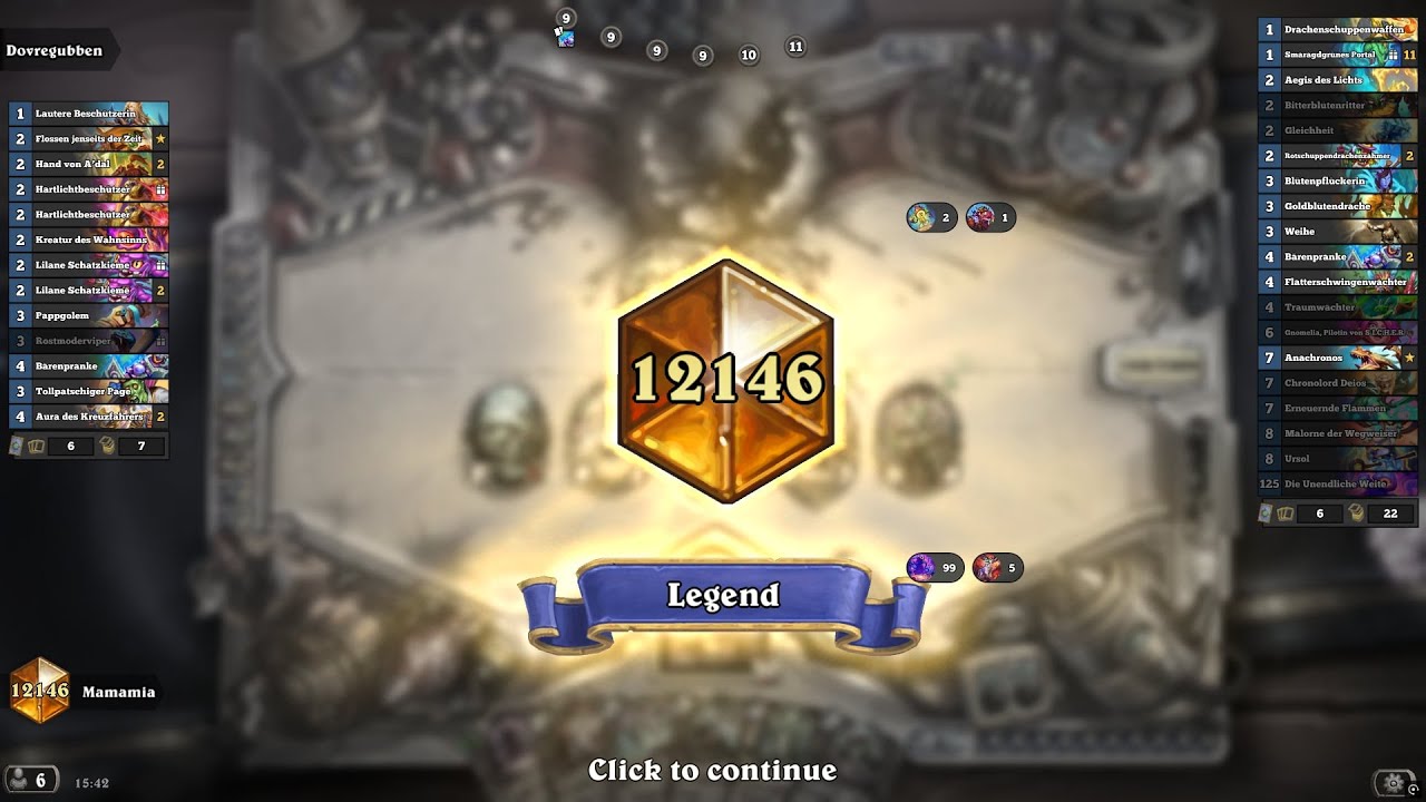 Hearthstone, last game to win to become Legend