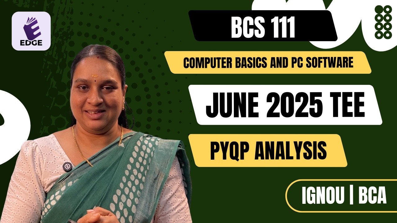 BCS 111 | IGNOU PREVIOUS YEAR QUESTION PAPER | JUNE 2025 | COMPUTER BASICS AND PC SOFTWARE #bcanew