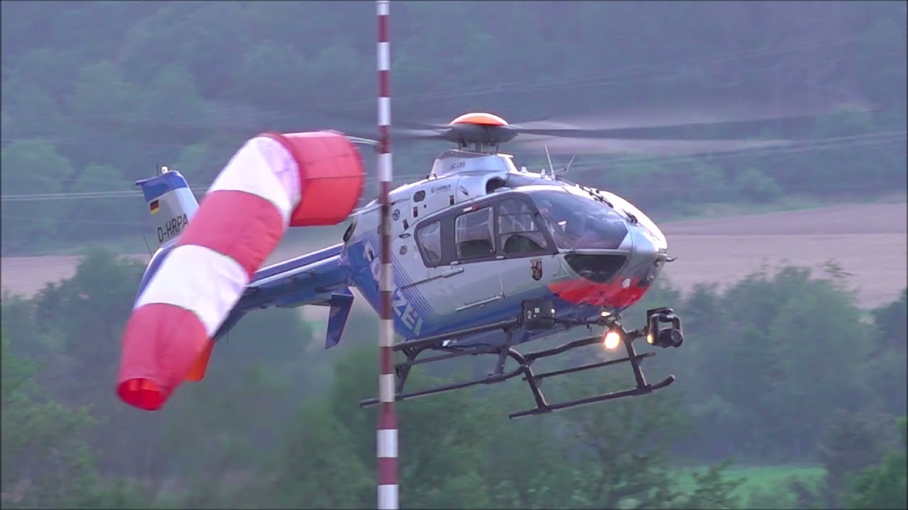 Landung I Sperber 1 I Polizei Rheinland-Pfalz I EC 135 I D-HRPA I Flugplatz Koblenz/Winningen