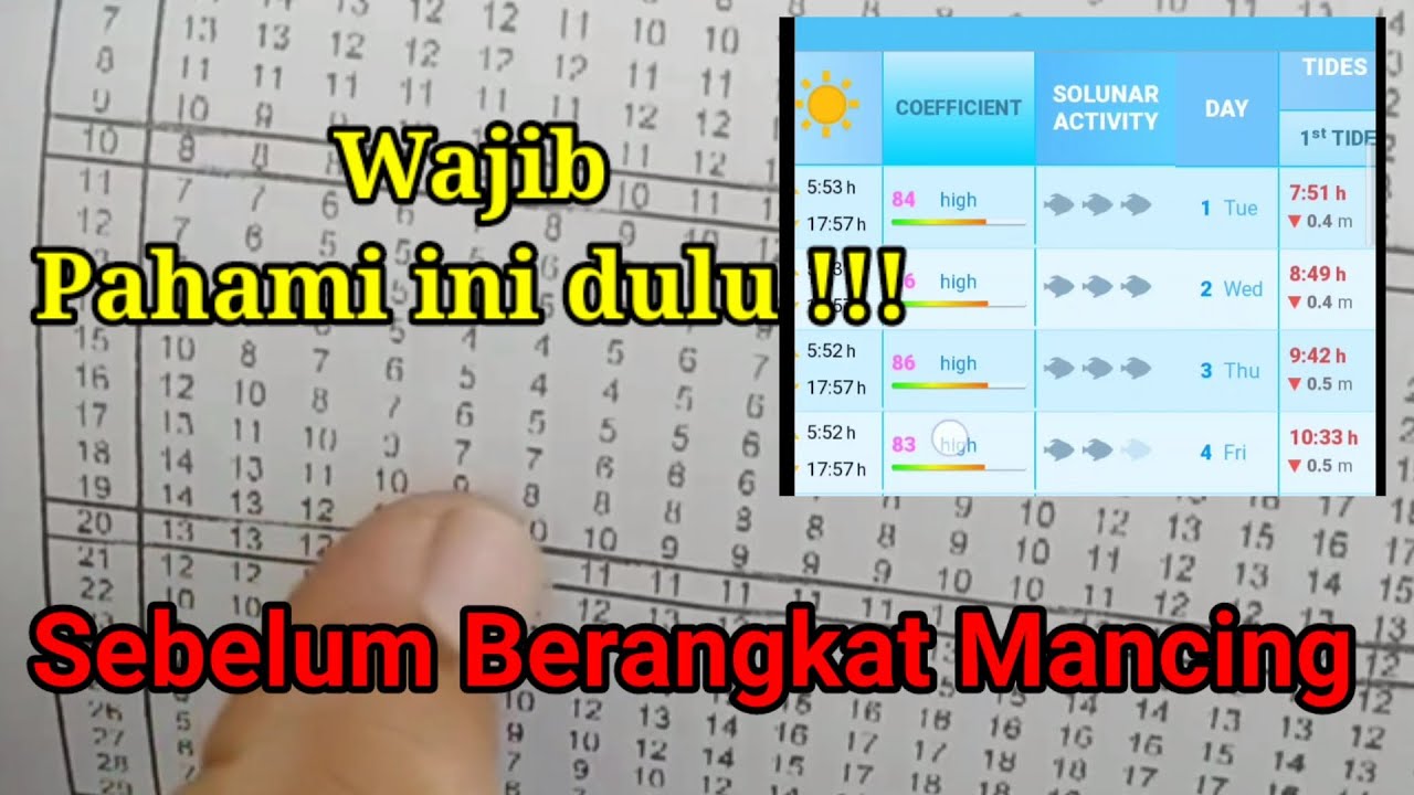 TANGGALAN MANCING AKURAT UNTUK SEMUA DAERAH ! [Jadwal Pasang Surut Laut dan Tabel Solunar ]