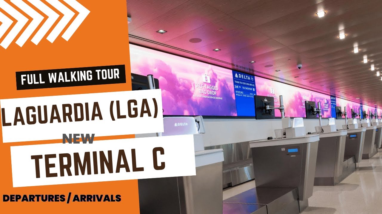 LAGUARDIA AIRPORT(LGA) WALKING TOUR TERMINAL C, DEPARTURES, ARRIVALS, BAGGAGE CLAIM, TRANSPORTATION