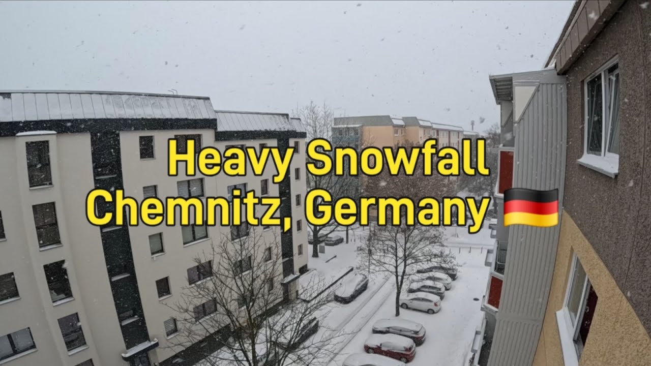 Heavy Snowfall in Chemnitz, Germany 