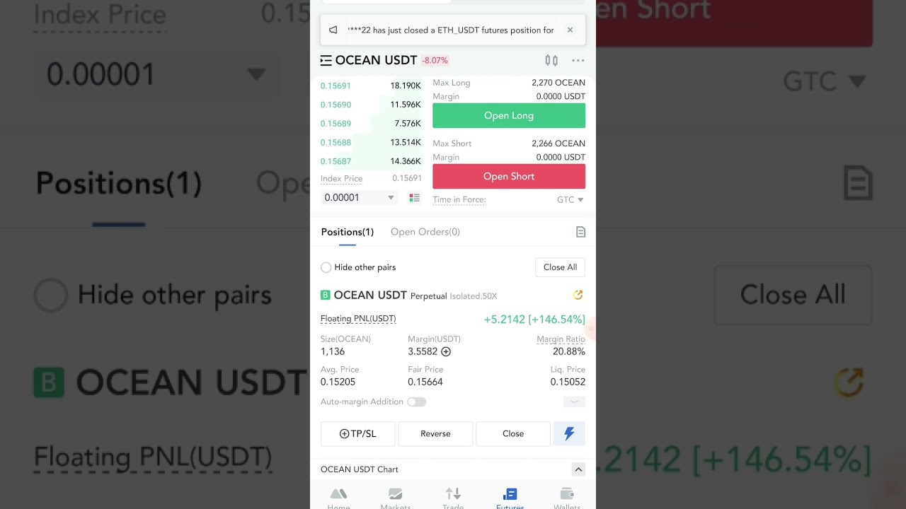 Ocean Coin with X50 Leverage #perpetual trading Mastery @trademing