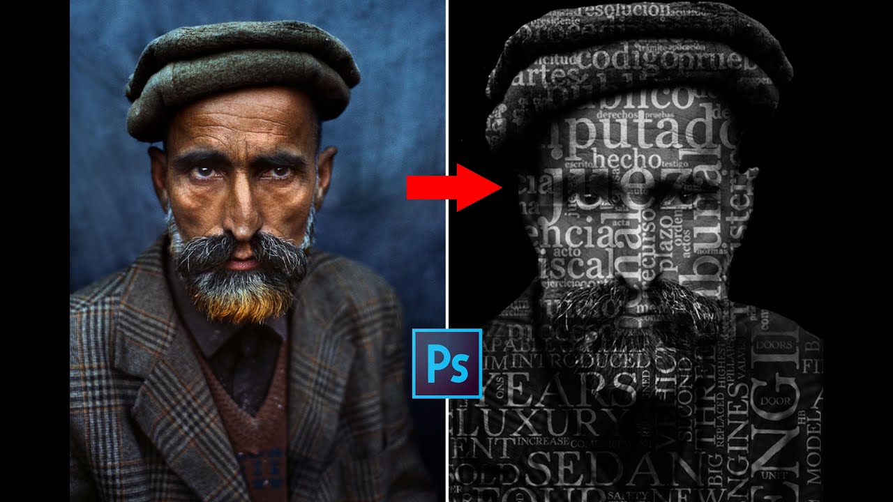 How To Create  word cloud text portrait Effect ! Photoshop Tutorial  l