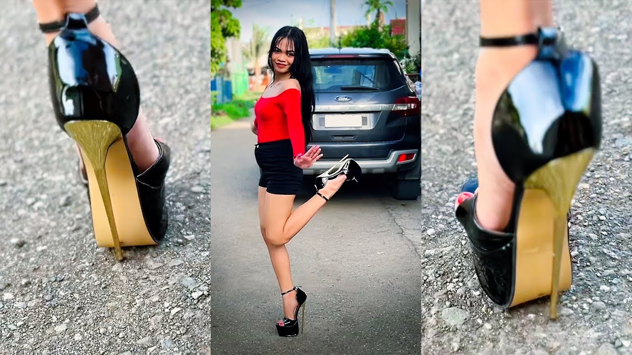 impressive high heels walk #walkaround #sandals