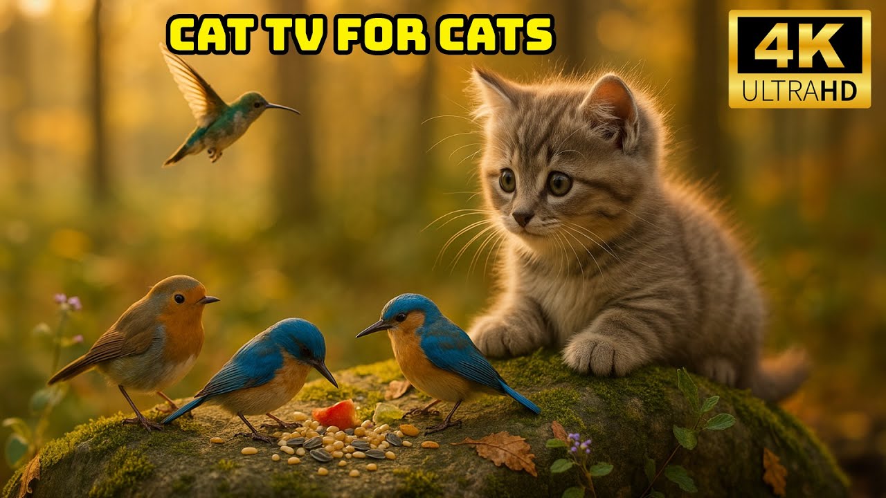 Cat TV for Cats to Watch 😺 Birds Chirping and Squirrels Exploring the Breezy Forest 4K
