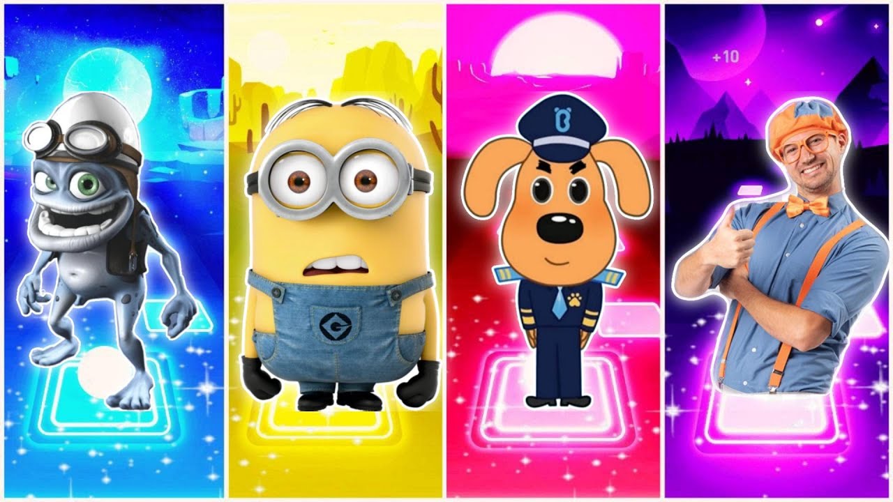 Crazy Frog 🆚 Minions 🆚 Sheriff Labrador 🆚 Blippi  | Tiles Hop EDM Rush🎶| Who Is Best?