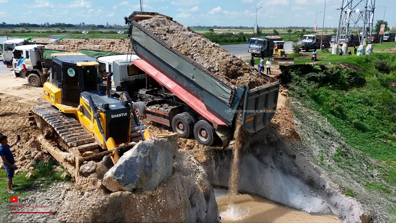 LIKE This Create! Surface​ Lake Or Landfill To​ Build Road With Skill Dozer And Group​ Truck 25ton