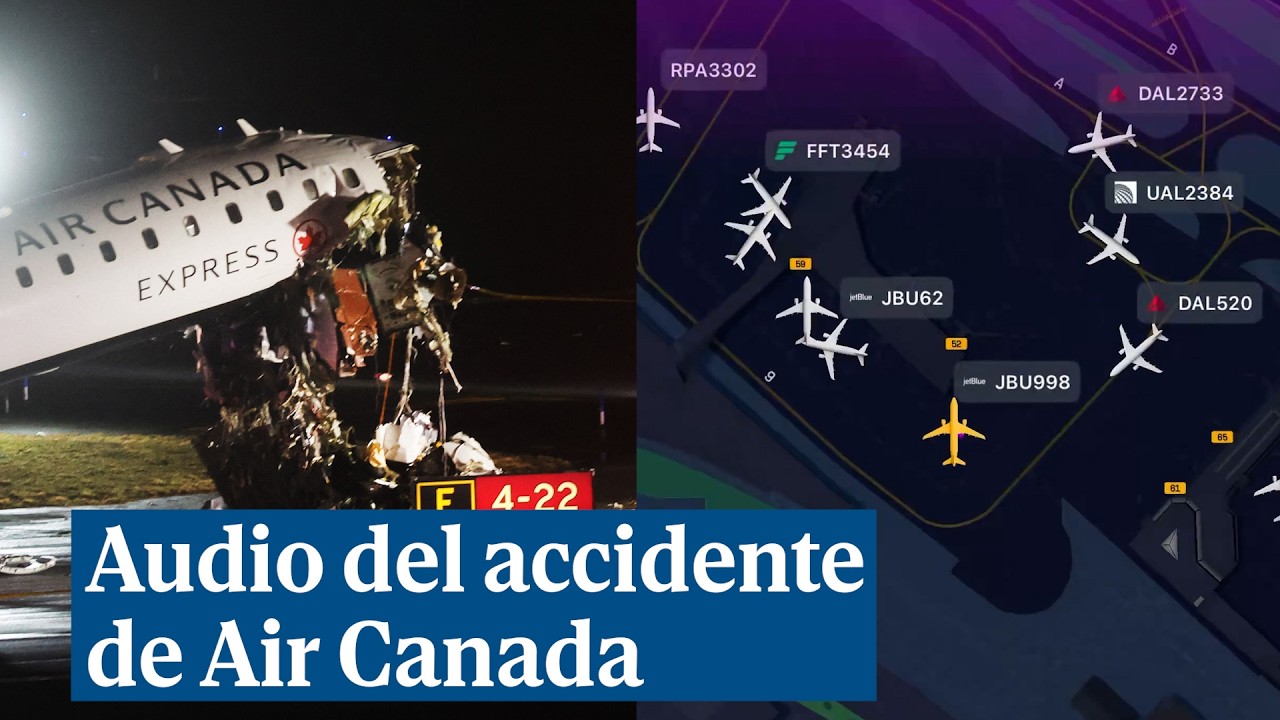 El audio de los controladores a&eacute;reos del accidente de un avi&oacute;n de Air Canada: 