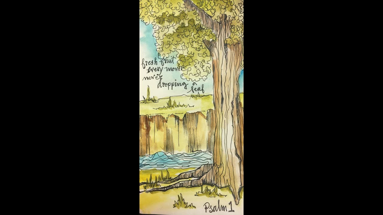 Psalm 1 Doodles, Colored Pencils and Watercolors!