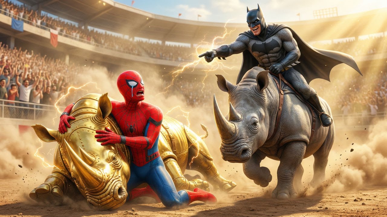 🦏🕷️ Человек-паук побеждает в чемпионате по гонкам на носорогах | Эпическое гоночное испытание!