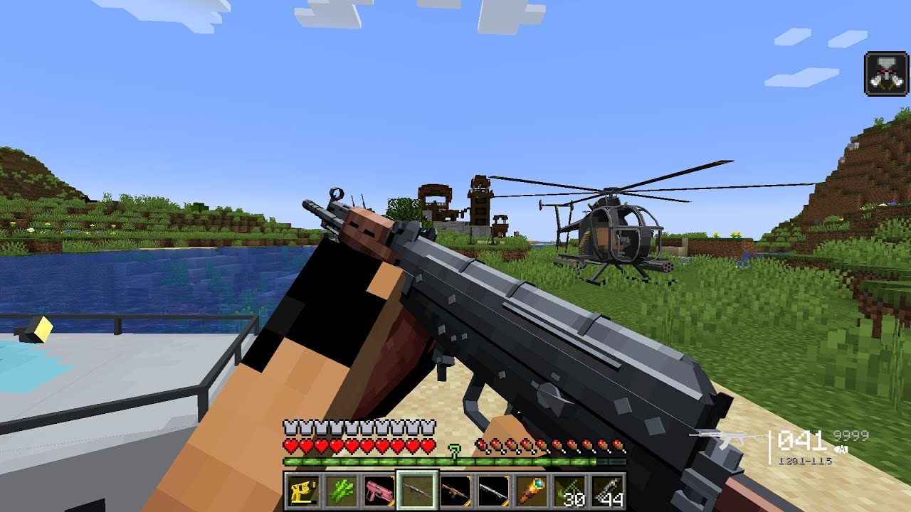 I DESTROYED a Pillager Mansion with MODERN GUNS in Minecraft 💥