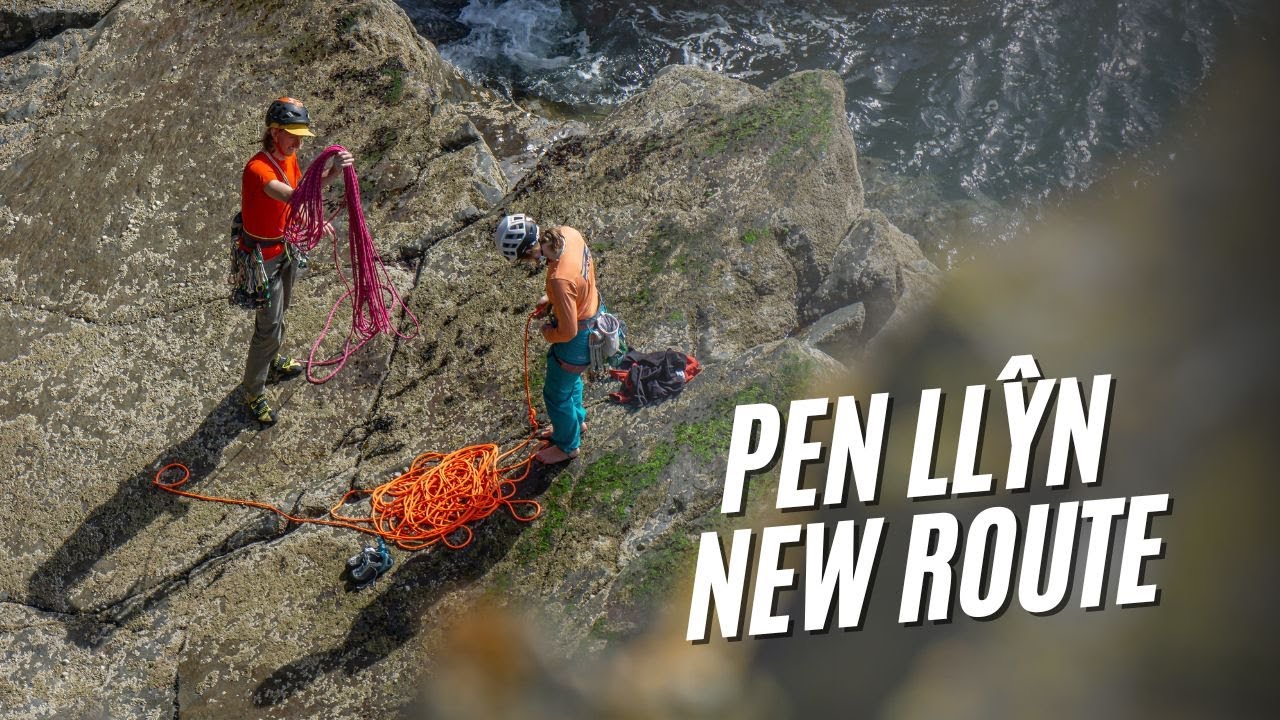 Eilir climbs a new route on Pen Llŷn
