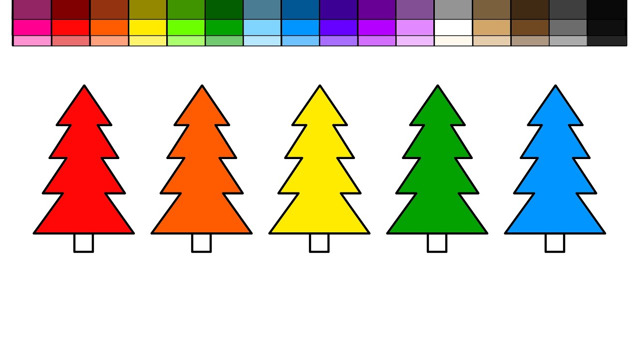 Learn Colors for Kids and Color Evergreen Trees Coloring Pages