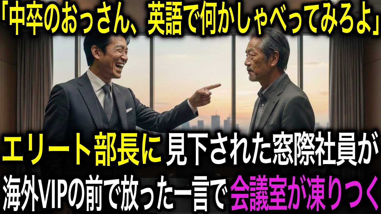 「中卒のおっさん、英語で何かしゃべってみろよ」エリート部長に見下された窓際社員が海外VIPの前で放った一言で会議室が凍りつく