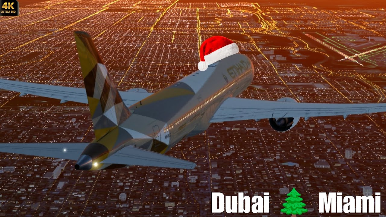 Рождественское путешествие на Boeing 787-9 🌲: Дубай 🛫 Майами 🎅 | Aerofly FS Global