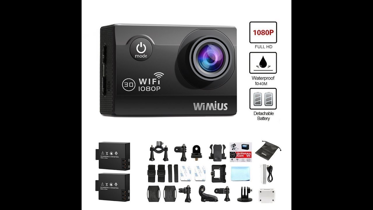 WIMIUS Q2 WiFi 1080p 12MP 170&deg; Action Camera