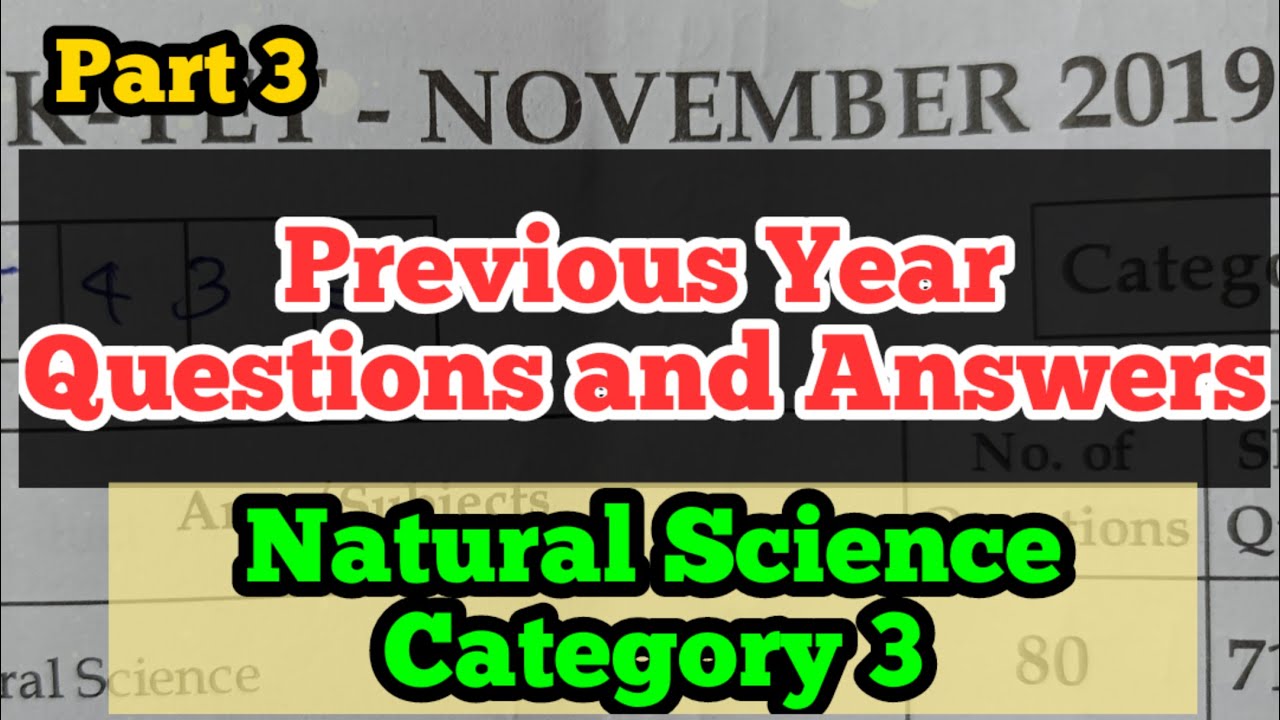 K TET Category 3 Natural Science Previous Year Question Paper November 2019 | Part 3