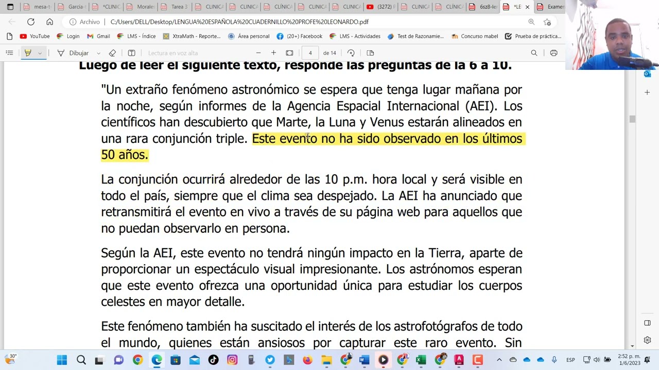 CLÍNICA DE LENGUA ESPAÑOLA | PRUEBAS NACIONALES 2023 | NUEVO MATERIAL PREGUNTA DE LA 6 A LA 10