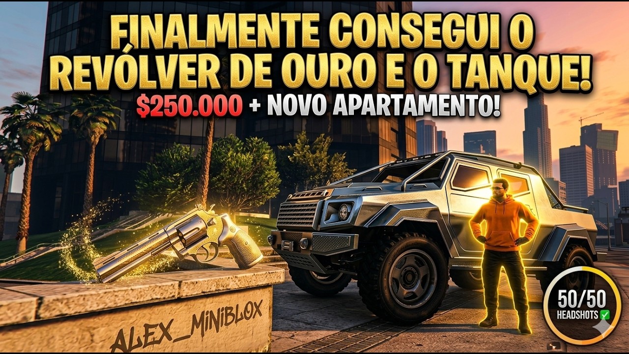 MUITO DINHEIRO! PEGUEI O REVOLVER DE OURO E O TANQUE NO GTA ONLINE!