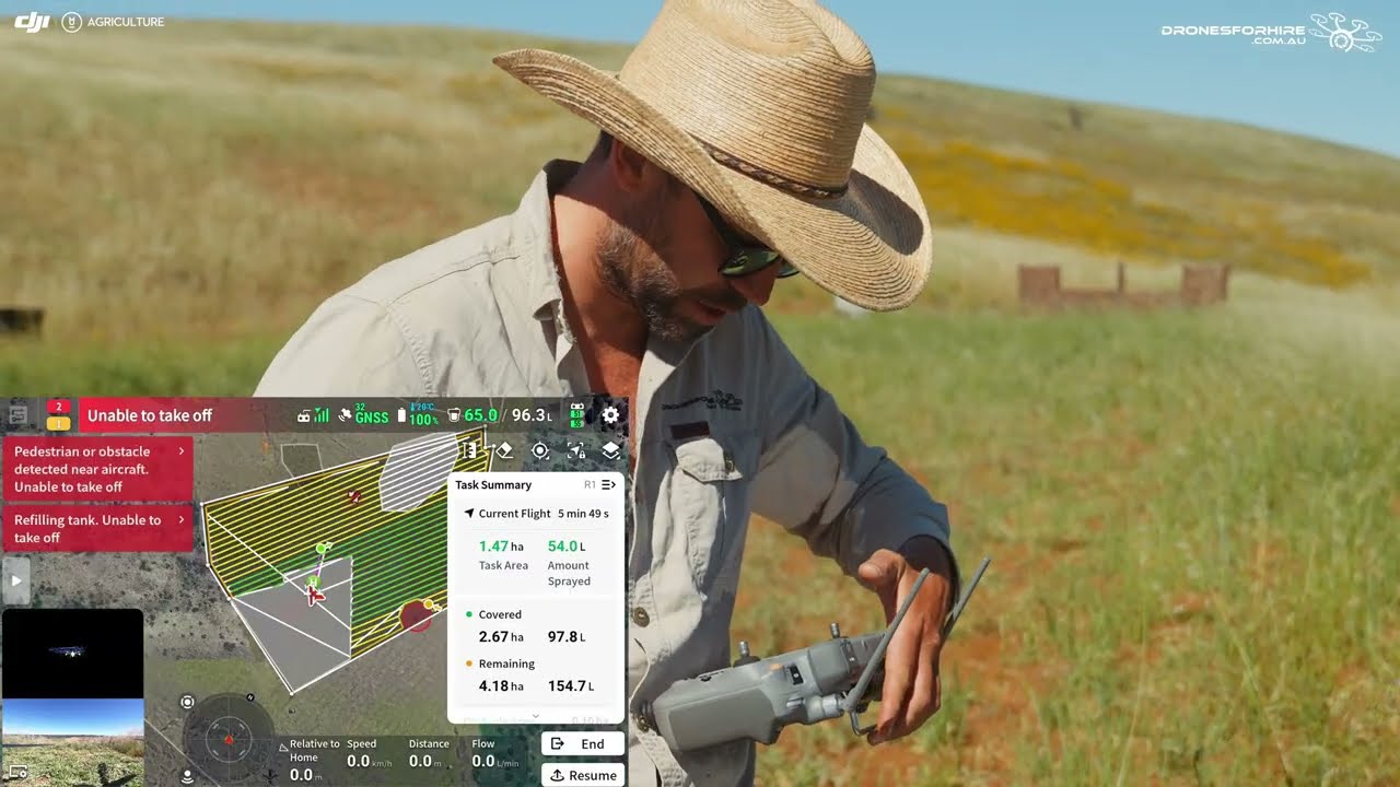 Полная демонстрация: DJI T100 проводит точечное опрыскивание сорняков на холмистом пастбище | Тип...
