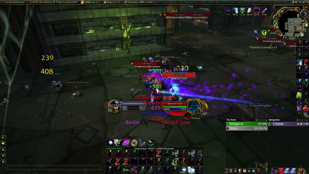 WoW TBC | Solo Warlock Scholomance Farm | ~300g/hour | 10-12 dark runes/hour