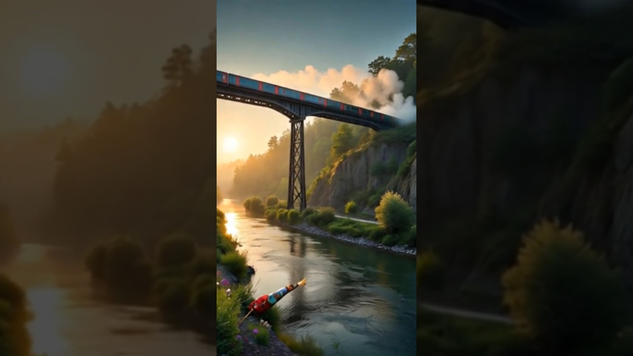 Good Morning 🌿🍃 Superfast Train Journey Over River & Hills | Mesmerizing Morning Nature Scenes 🚄🌄